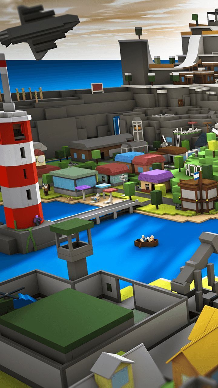 A city view from Roblox Game, colorful bloxburg city mobile