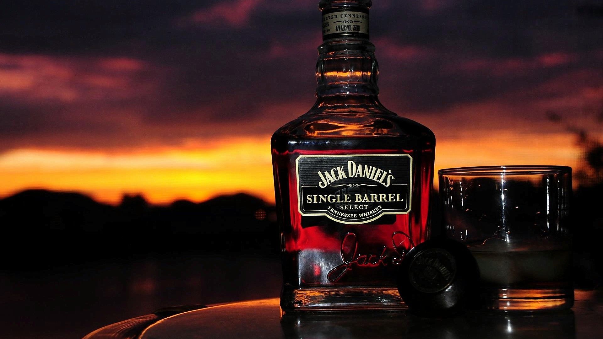 Full HD Wallpaper jack daniels whiskey logo sunset, Desktop