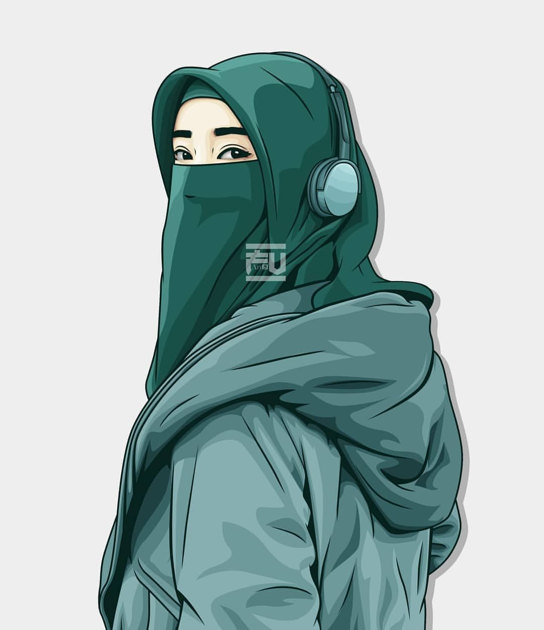 Vector with Coreldraw #vector #hijab #niqab. Kartun, Ilustrasi