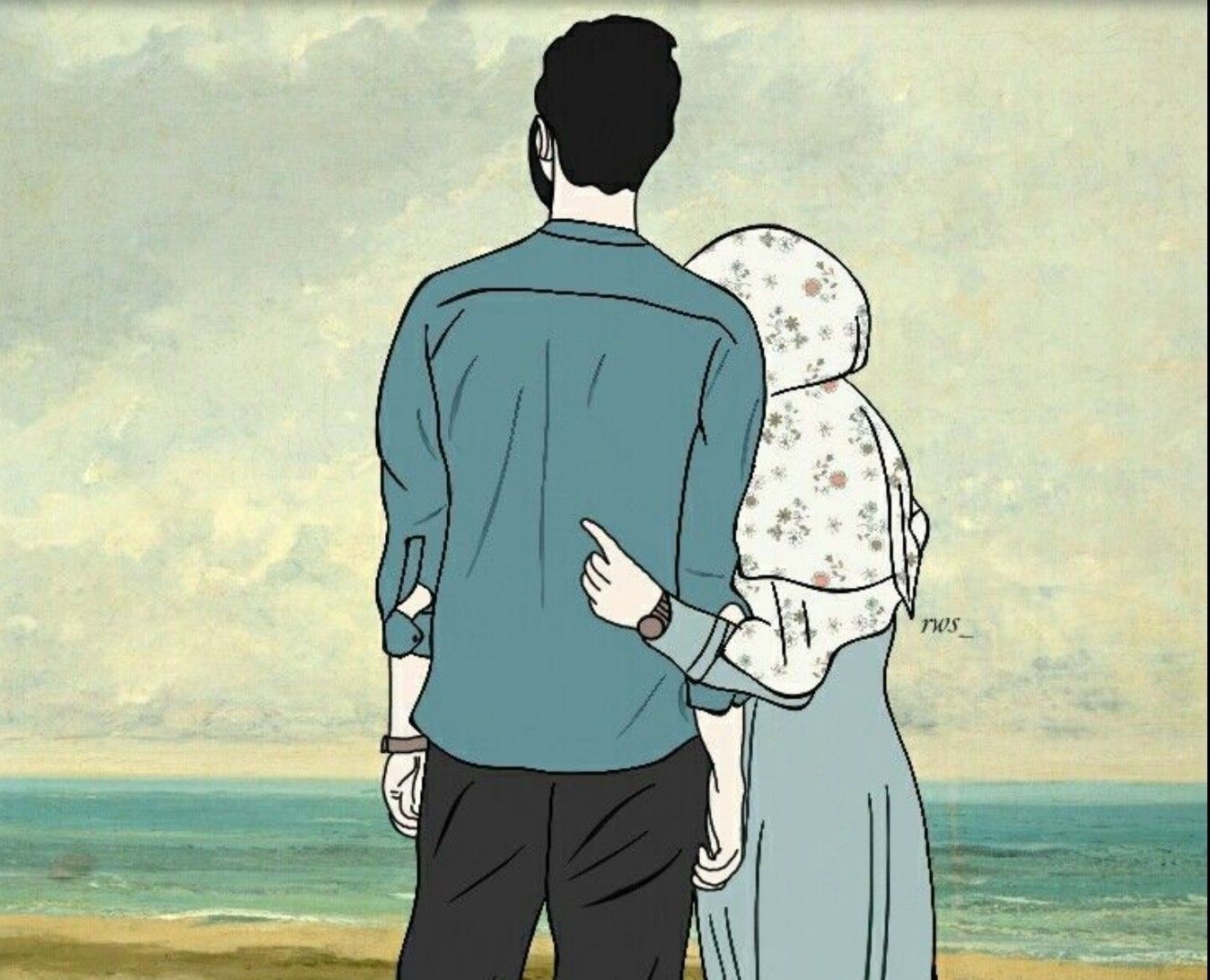 Muslim Couple Drawing Image