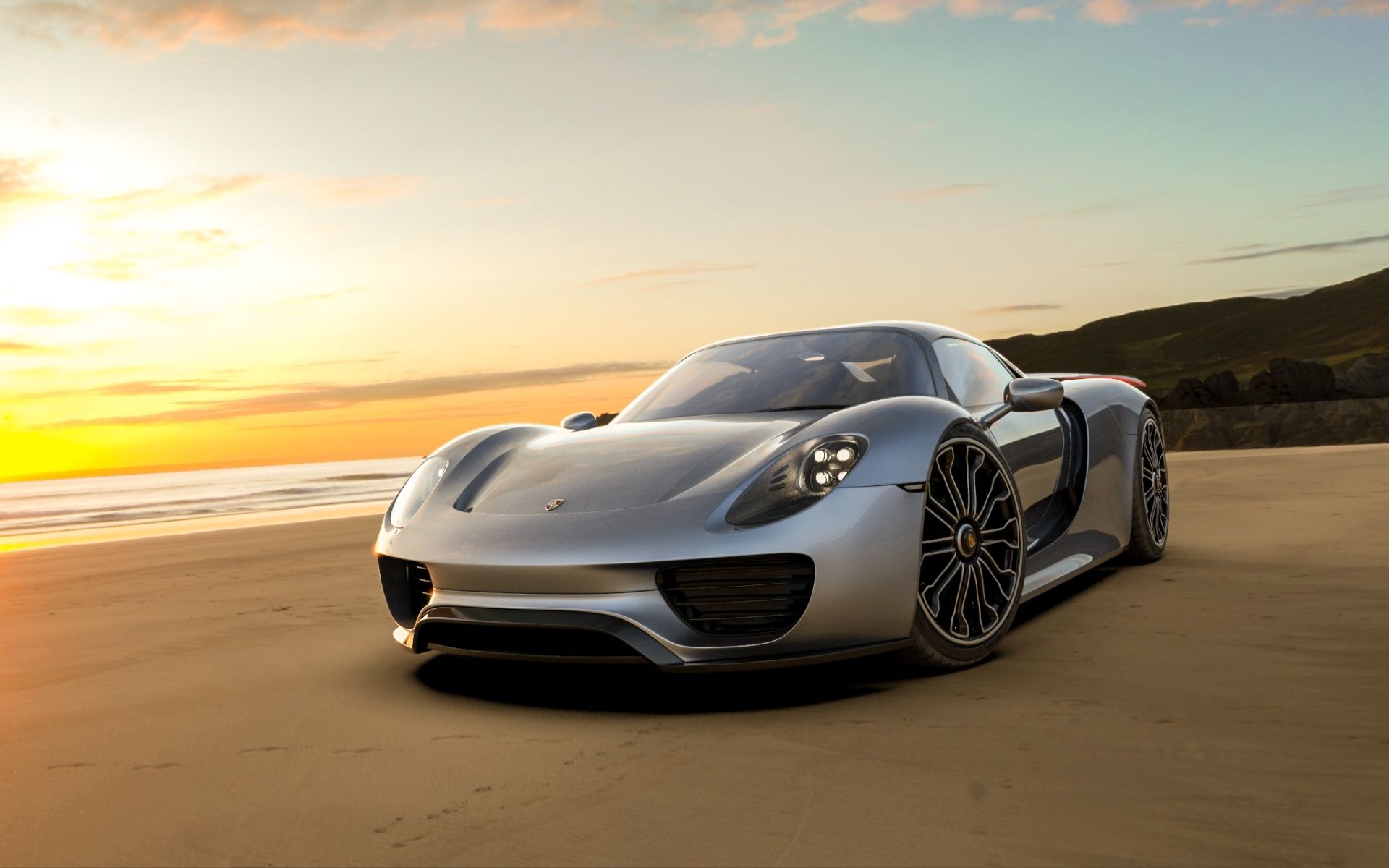 Wallpaper of Car, Porsche, Porsche 918 Spyder, Silver background