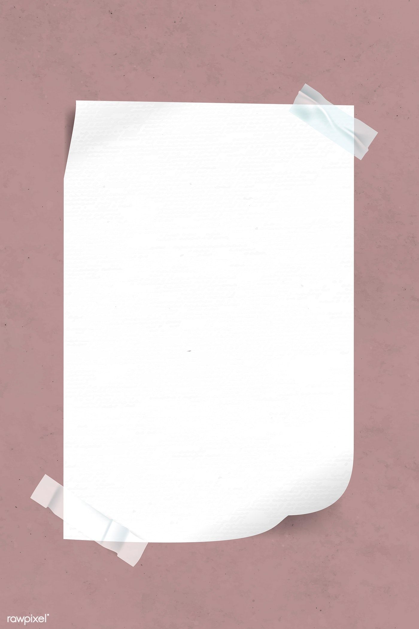 Download premium illustration of Blank white paper taped on pink