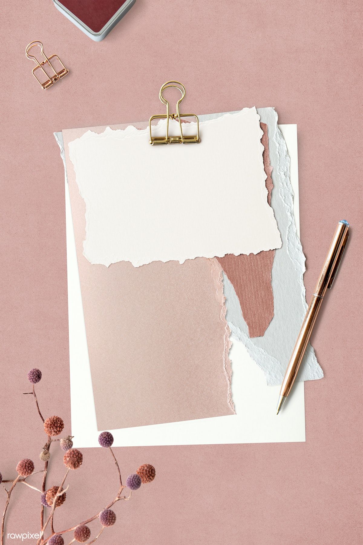 Download premium png of Blank torn pink paper with a