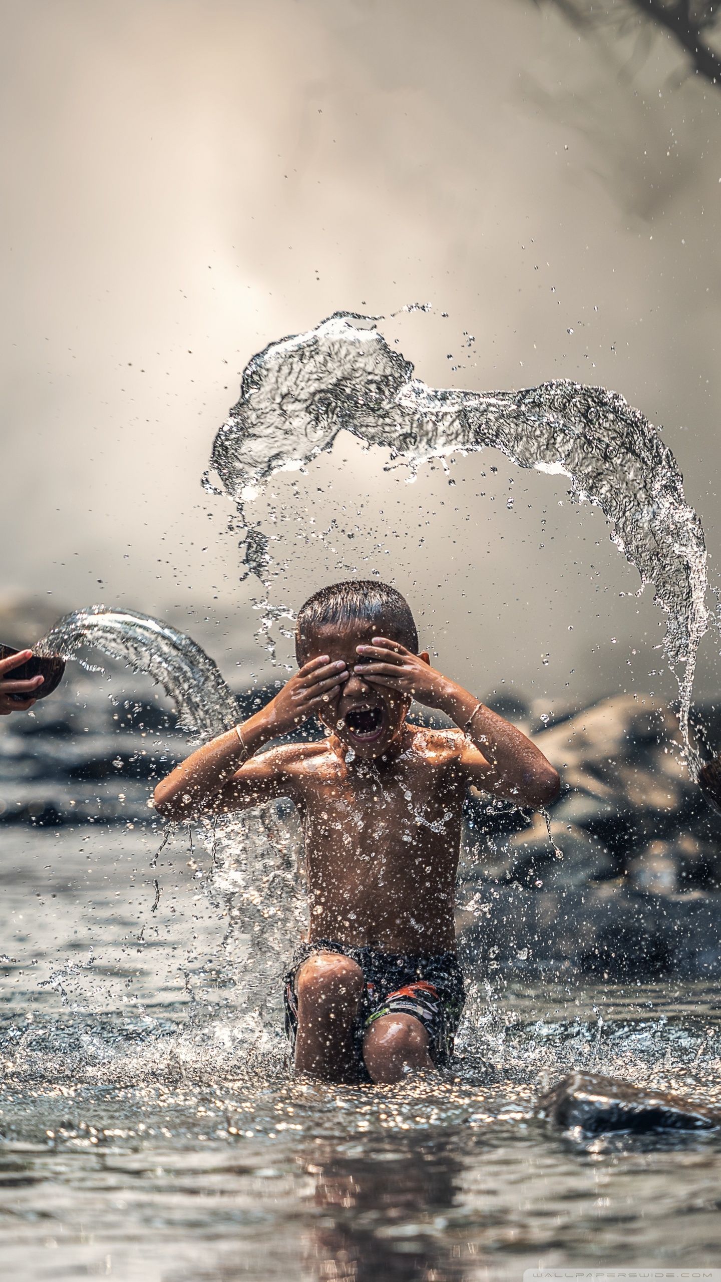 Kids Playing With Water Ultra HD Desktop Background Wallpaper