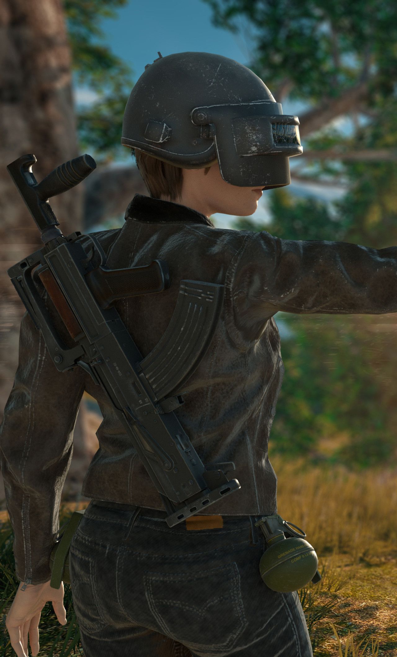 Pubg Weapons Helmet Girl 4k iPhone HD 4k Wallpaper