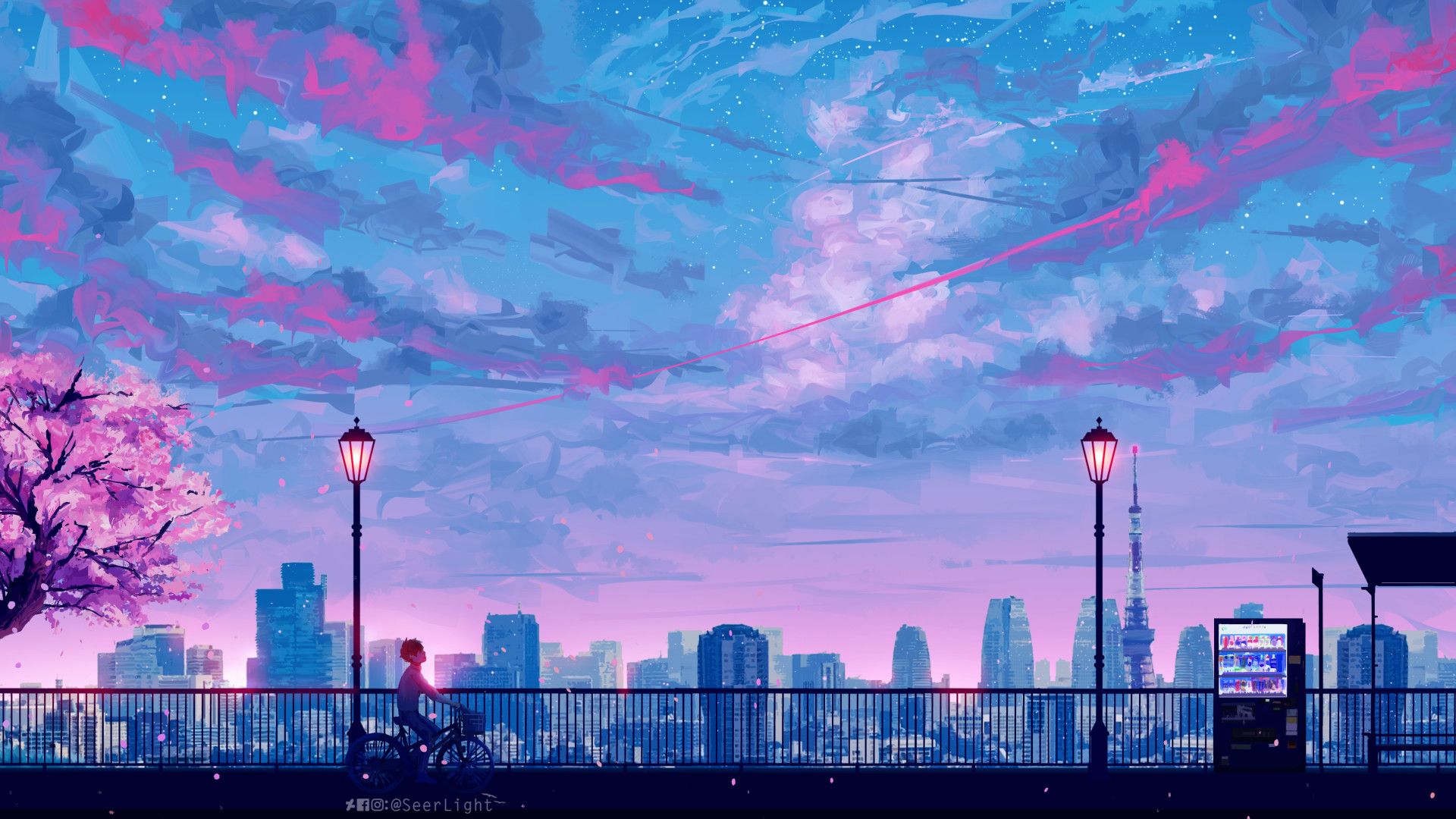 Anime Cityscape Landscape Scenery 5k Laptop Full HD