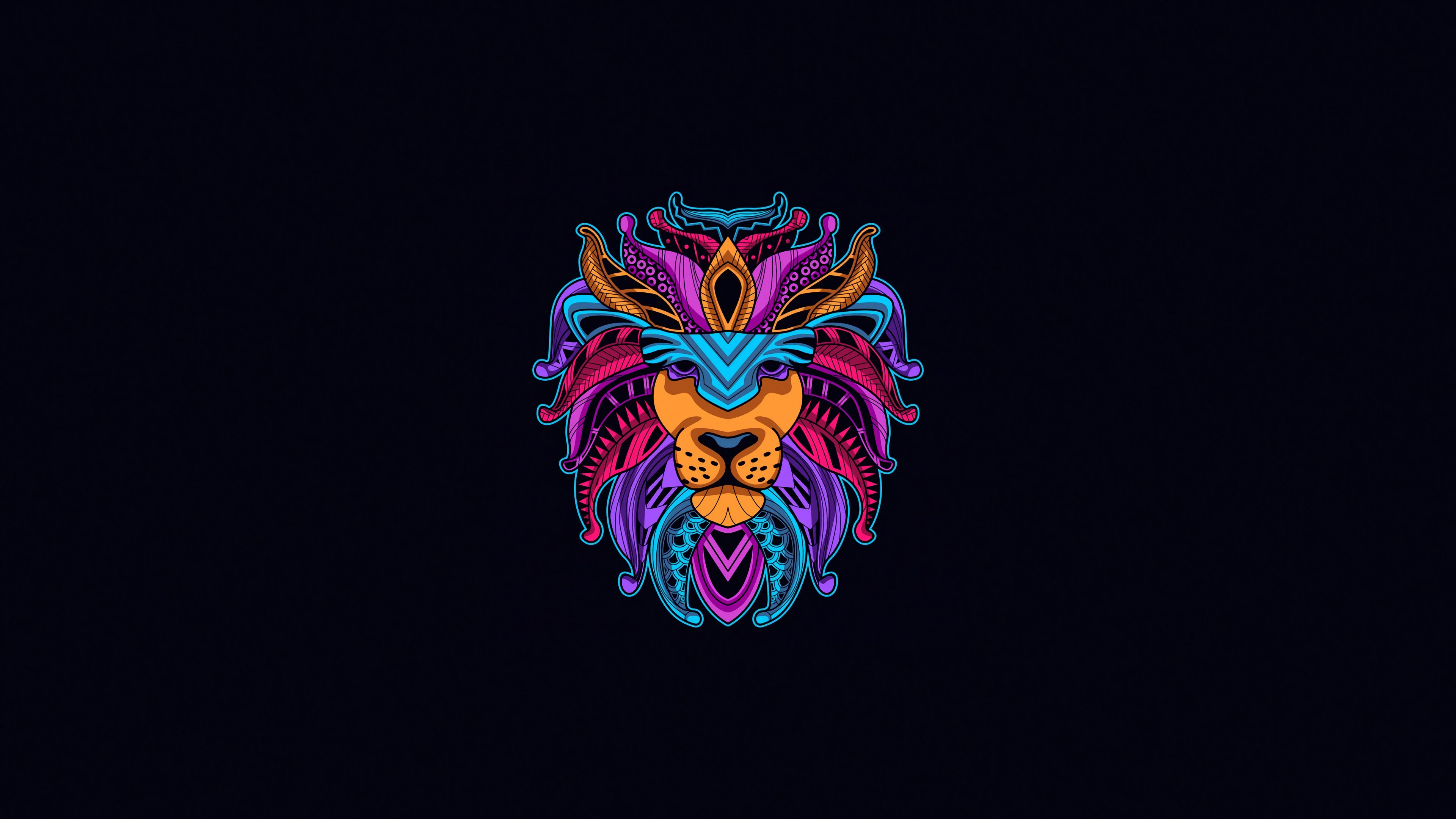 Lion Minimal 4k, HD Artist, 4k Wallpaper, Image, Background
