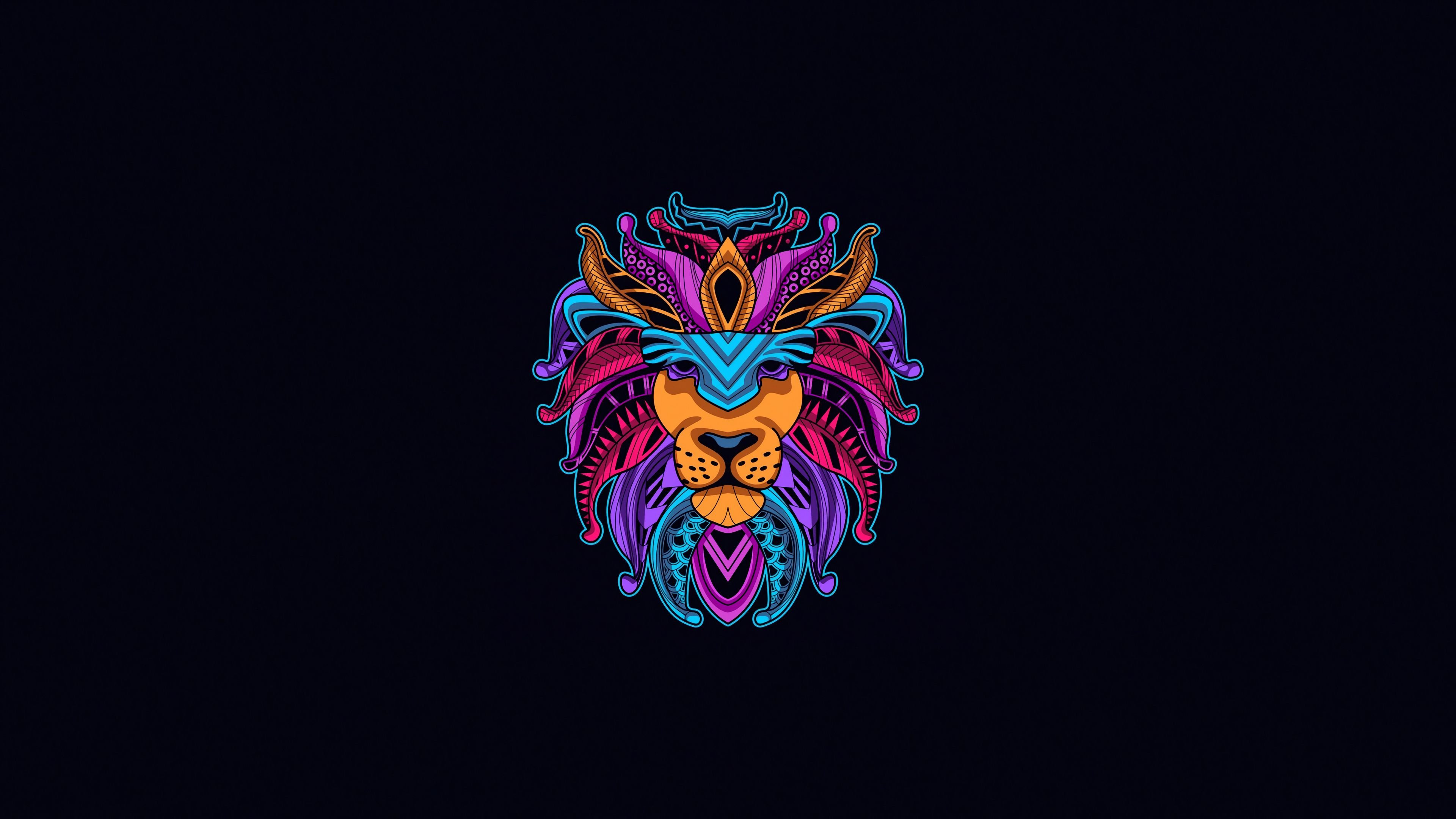 Lion Minimal 4k, HD Artist, 4k Wallpaper, Image, Background