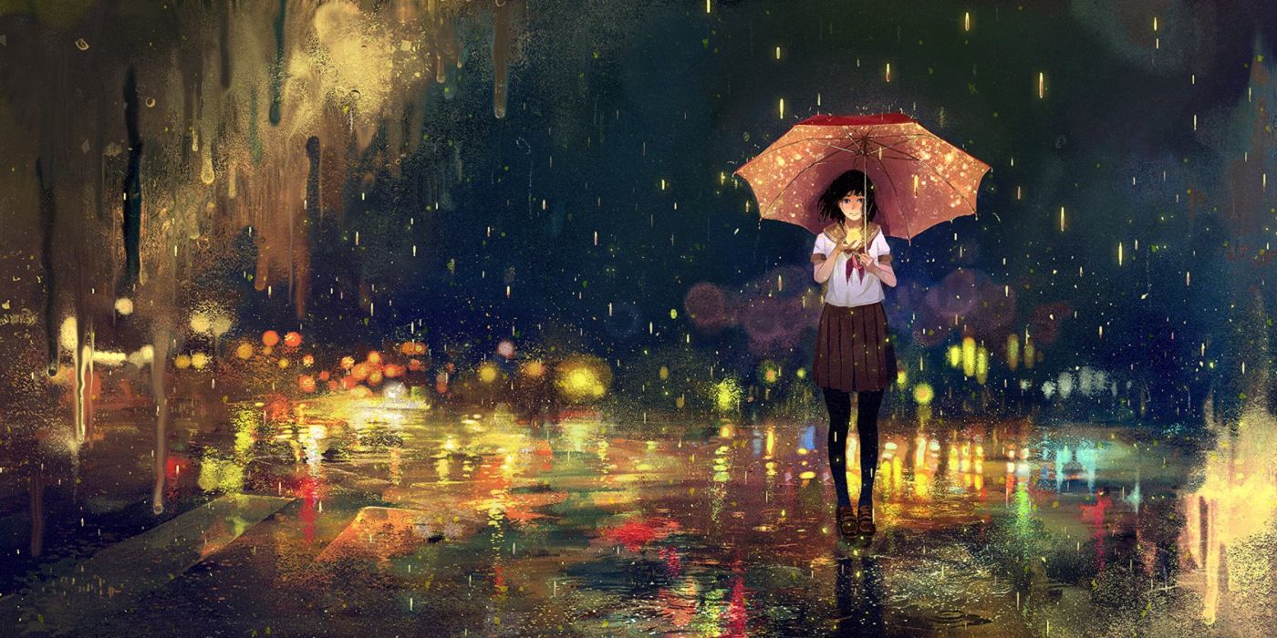 Anime Girl Rainy City Night Live Wallpaper - MoeWalls