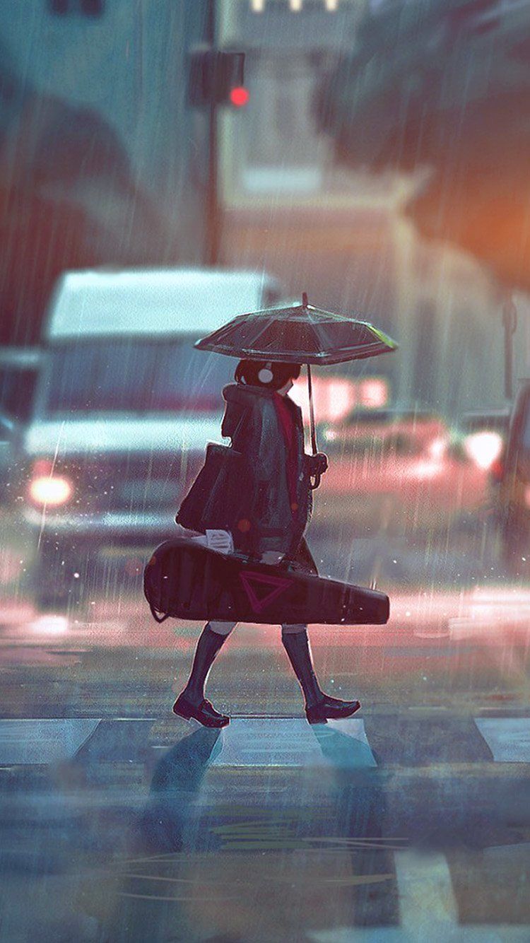 Rainy Day Anime Paint Girl Art Illustration Flare. Anime