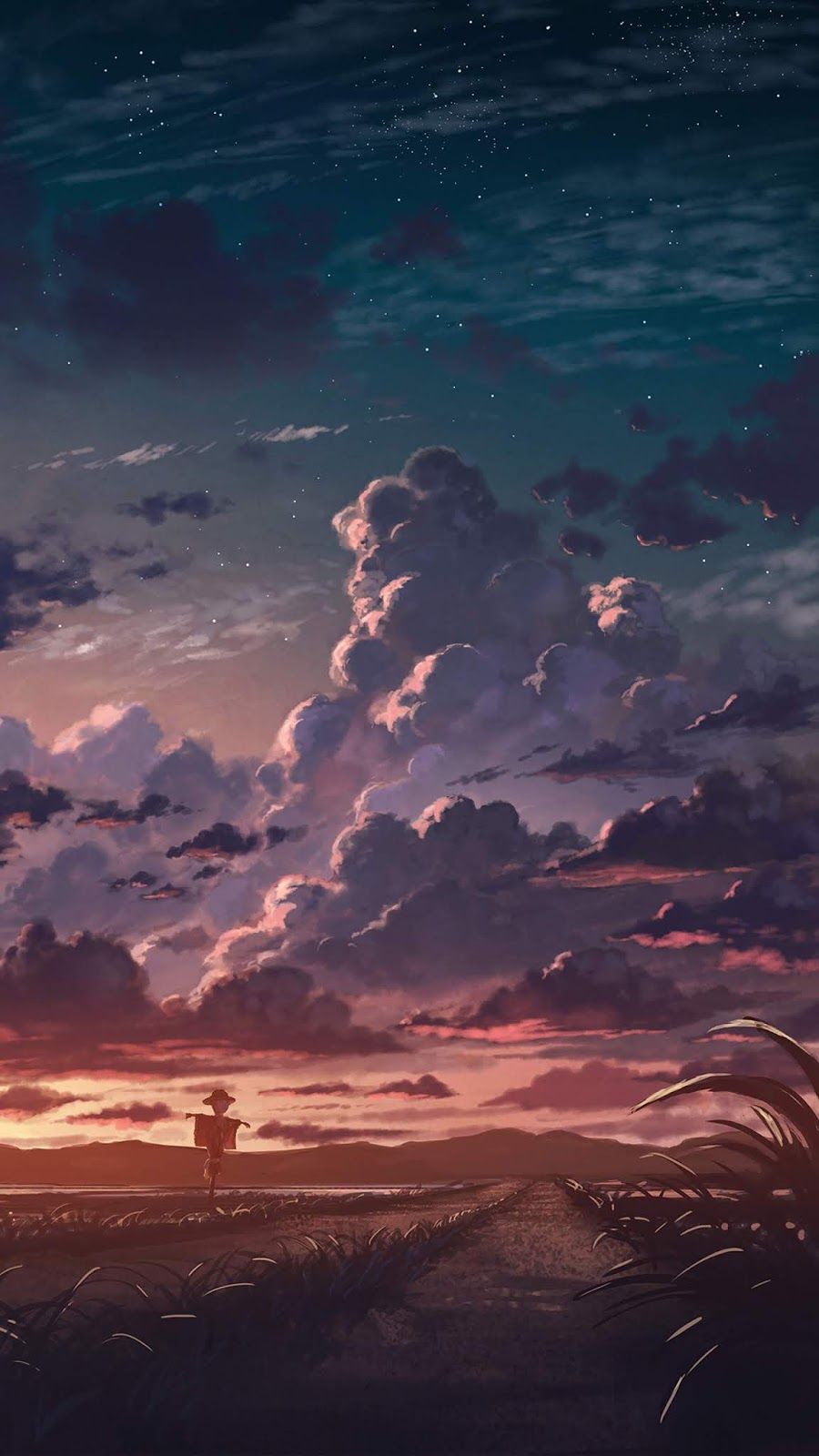 Cloudy sunset. Scenery wallpaper, Digital painting