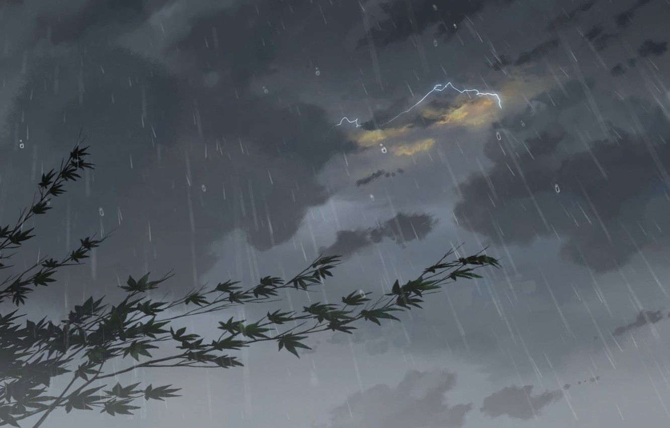 Wallpaper Drops, Rain, Clouds, The storm, Anime, Clouds, Makoto Xingkai, Anime, Maple, Rain, Fog, Drops, The Garden Of Words, Makoto Shinkai, Maple, Kotonoha But Niva image for desktop, section прочее