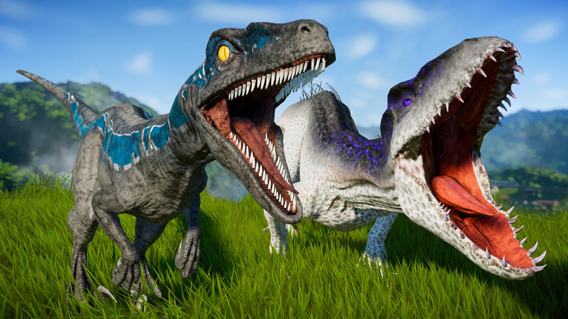 Blue Velociraptor vs Indoraptor Fight scene