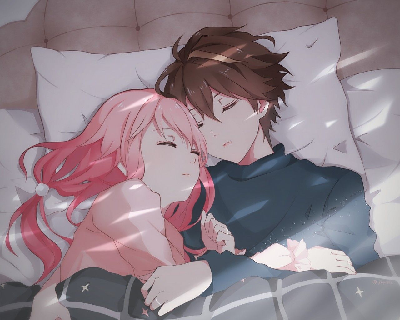 cute anime couples sleeping