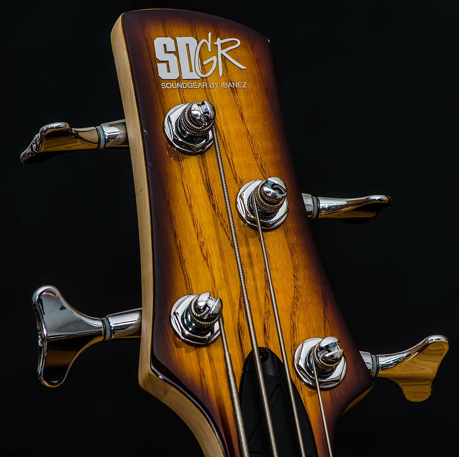 HD wallpaper: brown SD GR guitar headstock, bass guitar, ibanez