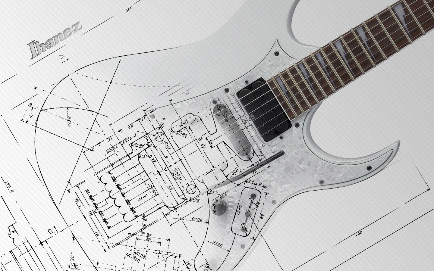 Guitar Wallpaper White Electric Guitar Blueprint