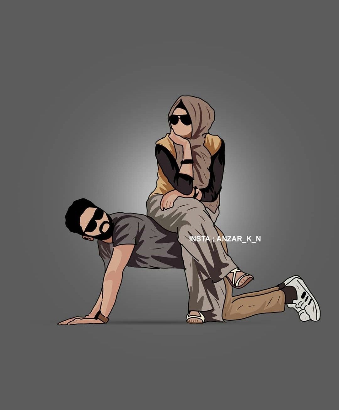 Muslim couple art image by Dream Girl. Love cartoon couple, Cute