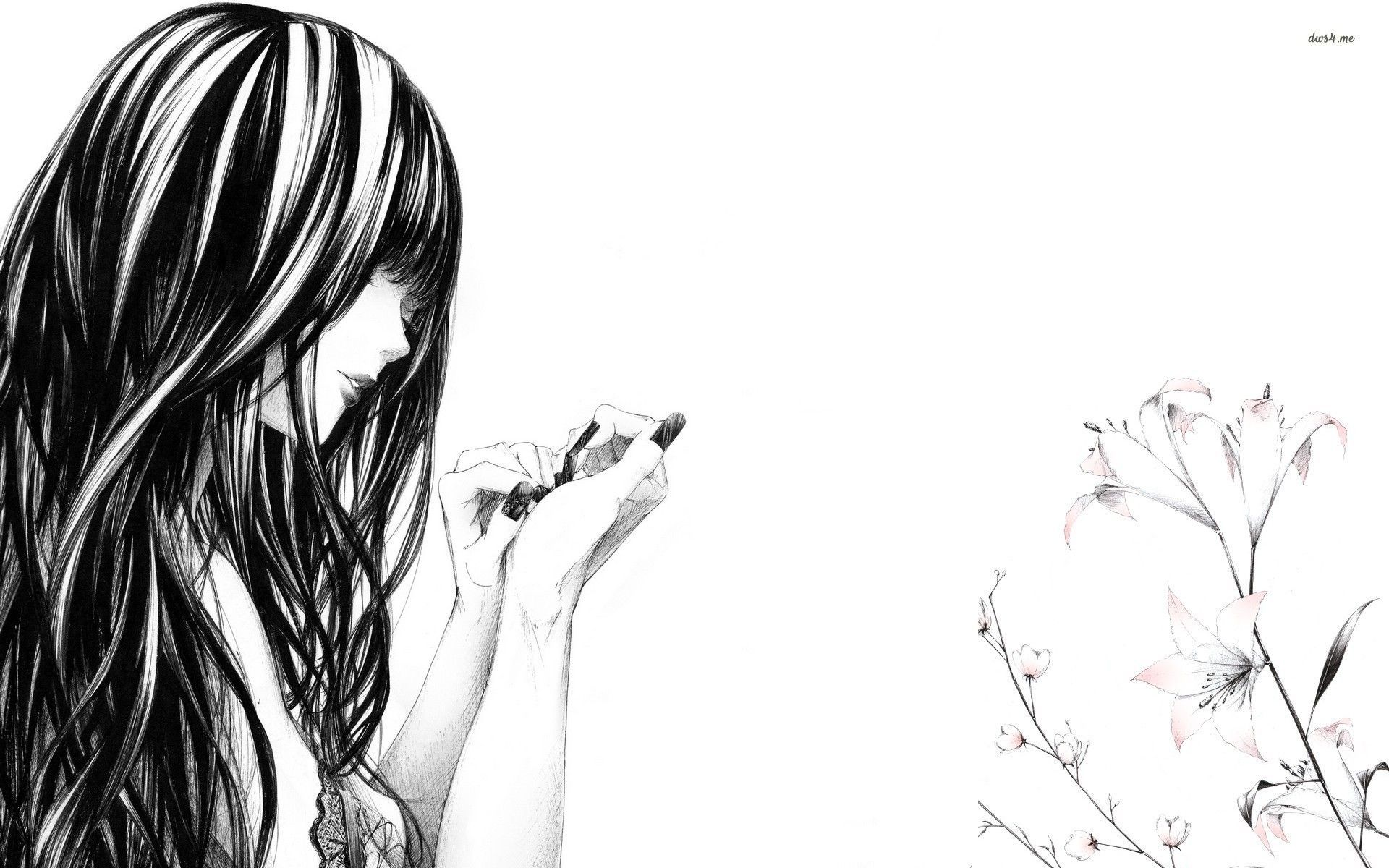 Drawing of a woman HD wallpaper. Drawing wallpaper, Drawings, Art
