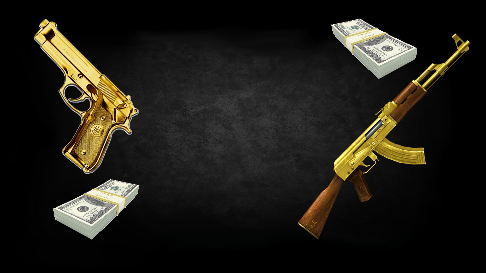 Golden Guns With Money Wallpaper