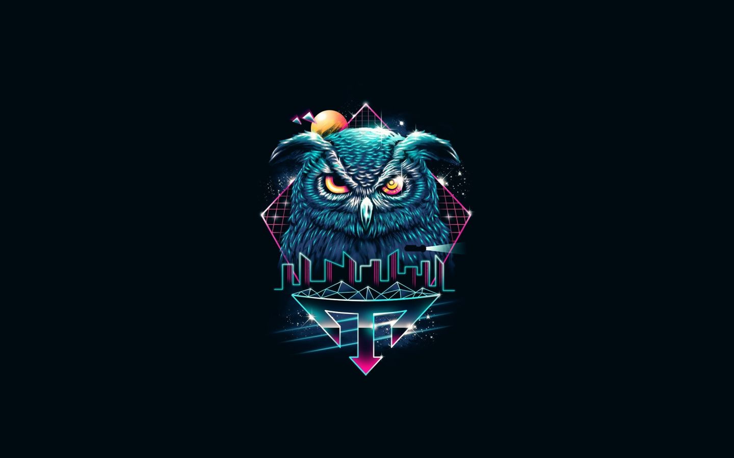 Download 1440x900 wallpaper minimal, attitude, owl, retro art