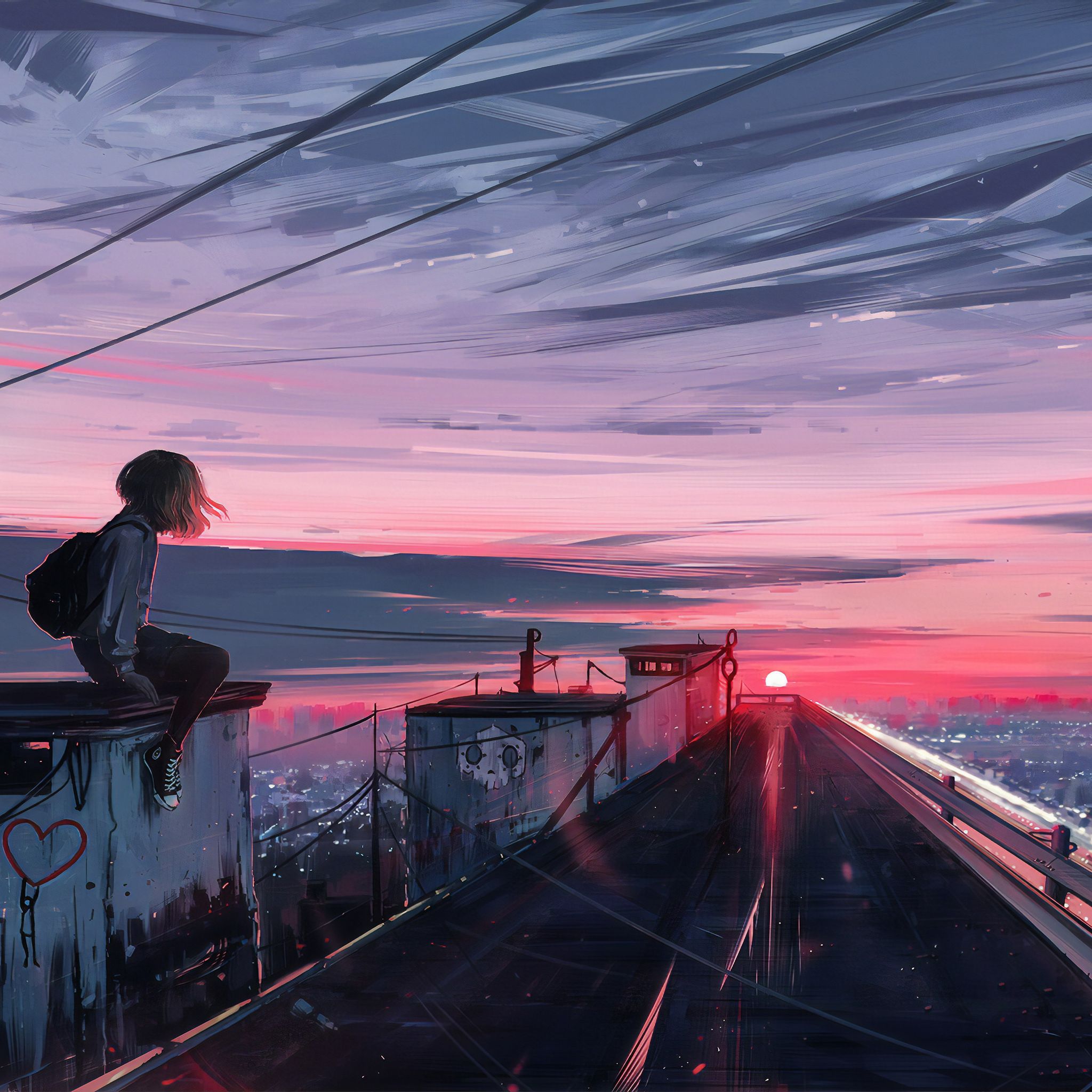 Anime City Sunset Scenery Buidings 4K Wallpaper #6.1034