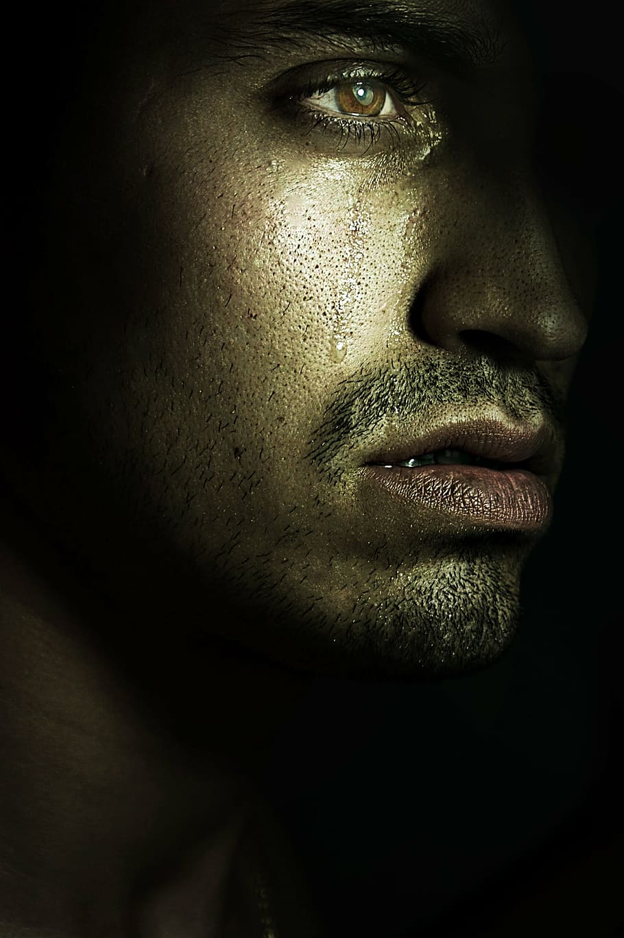 HD wallpaper: man's face crying, tears, look, sad, person, sadness