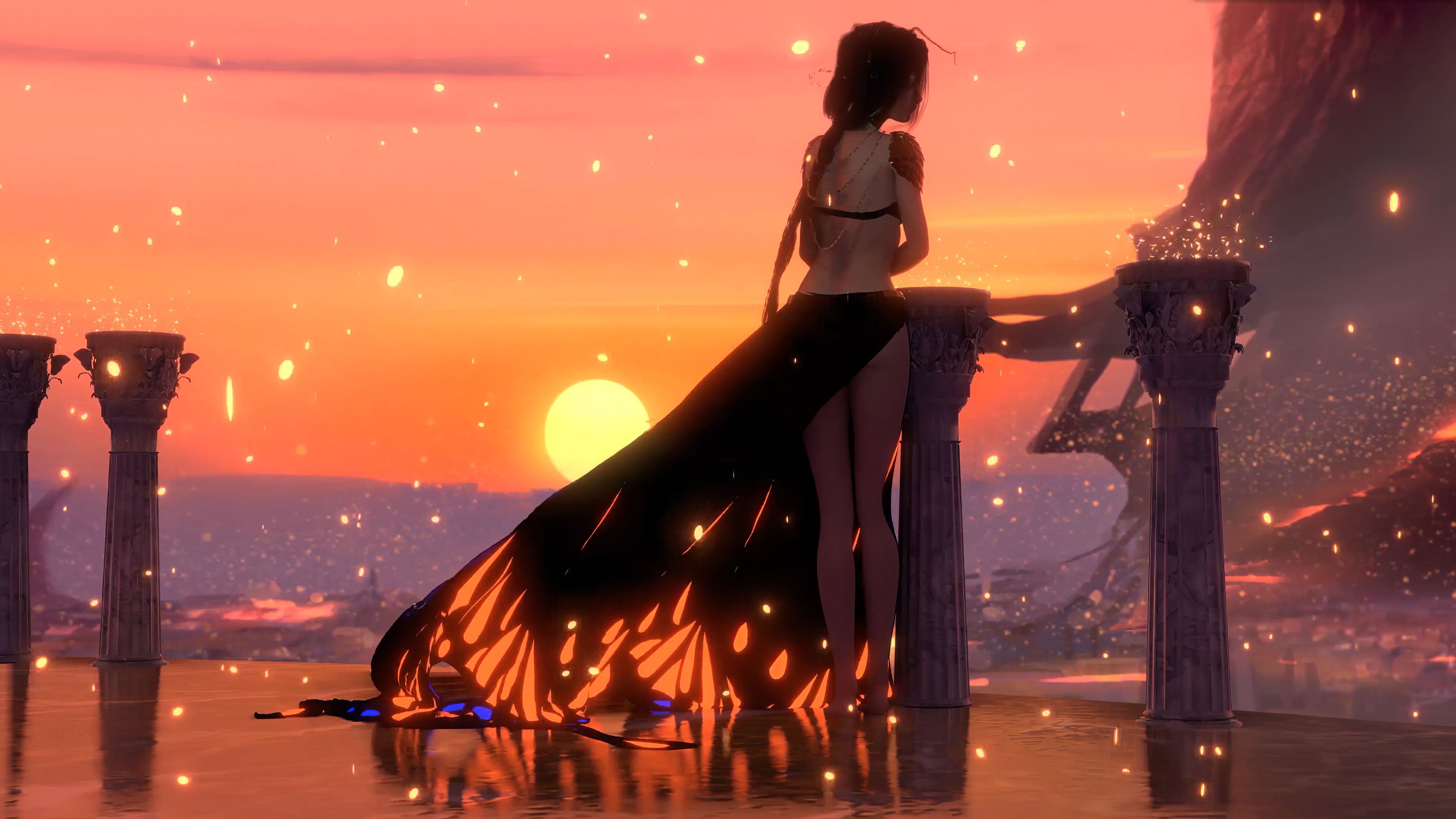Wlop Anime Girl Sunset 4k, HD Anime, 4k Wallpaper, Image