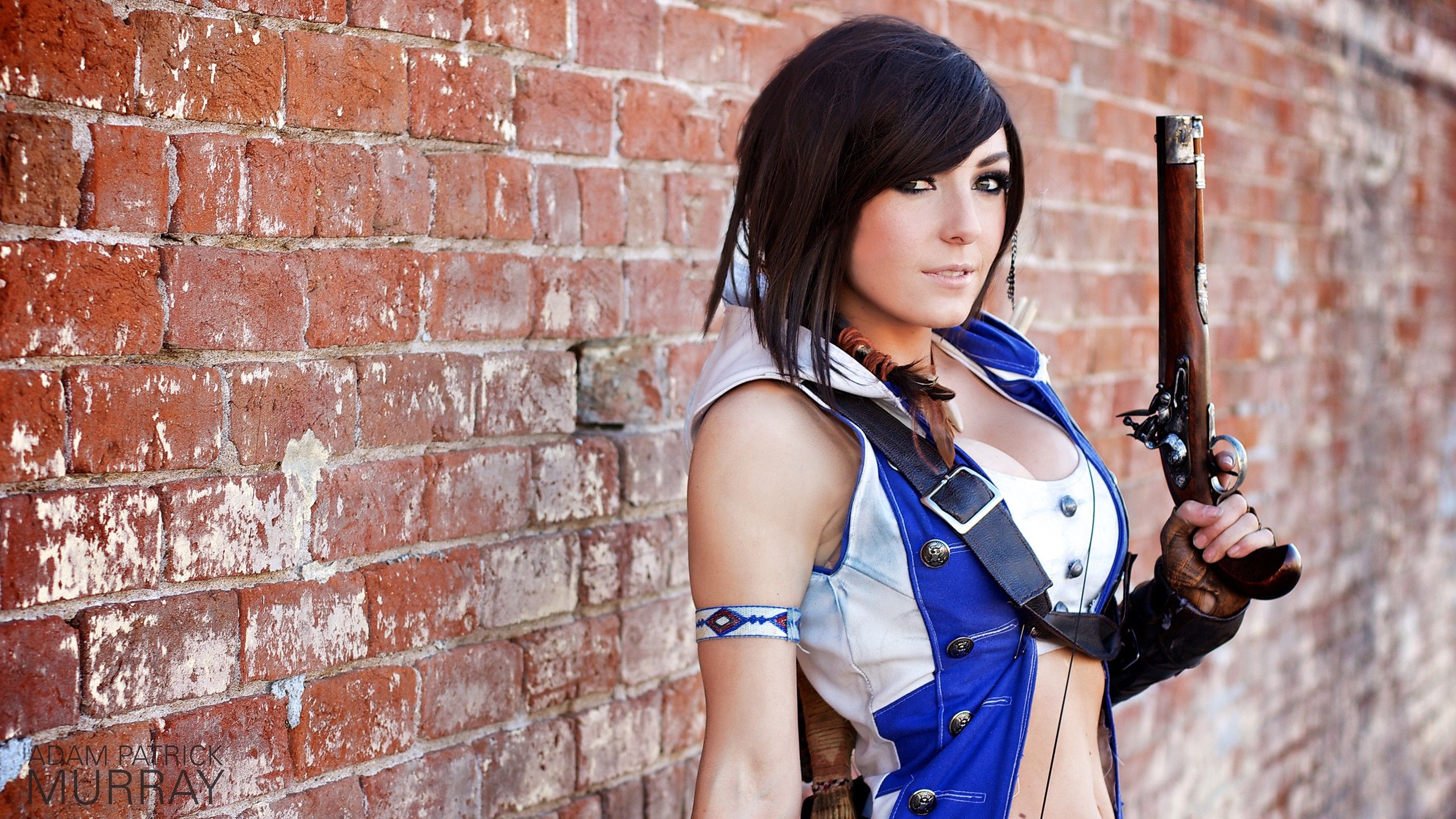 brunettes, women, pistols, cosplay, cleavage, Jessica Nigri