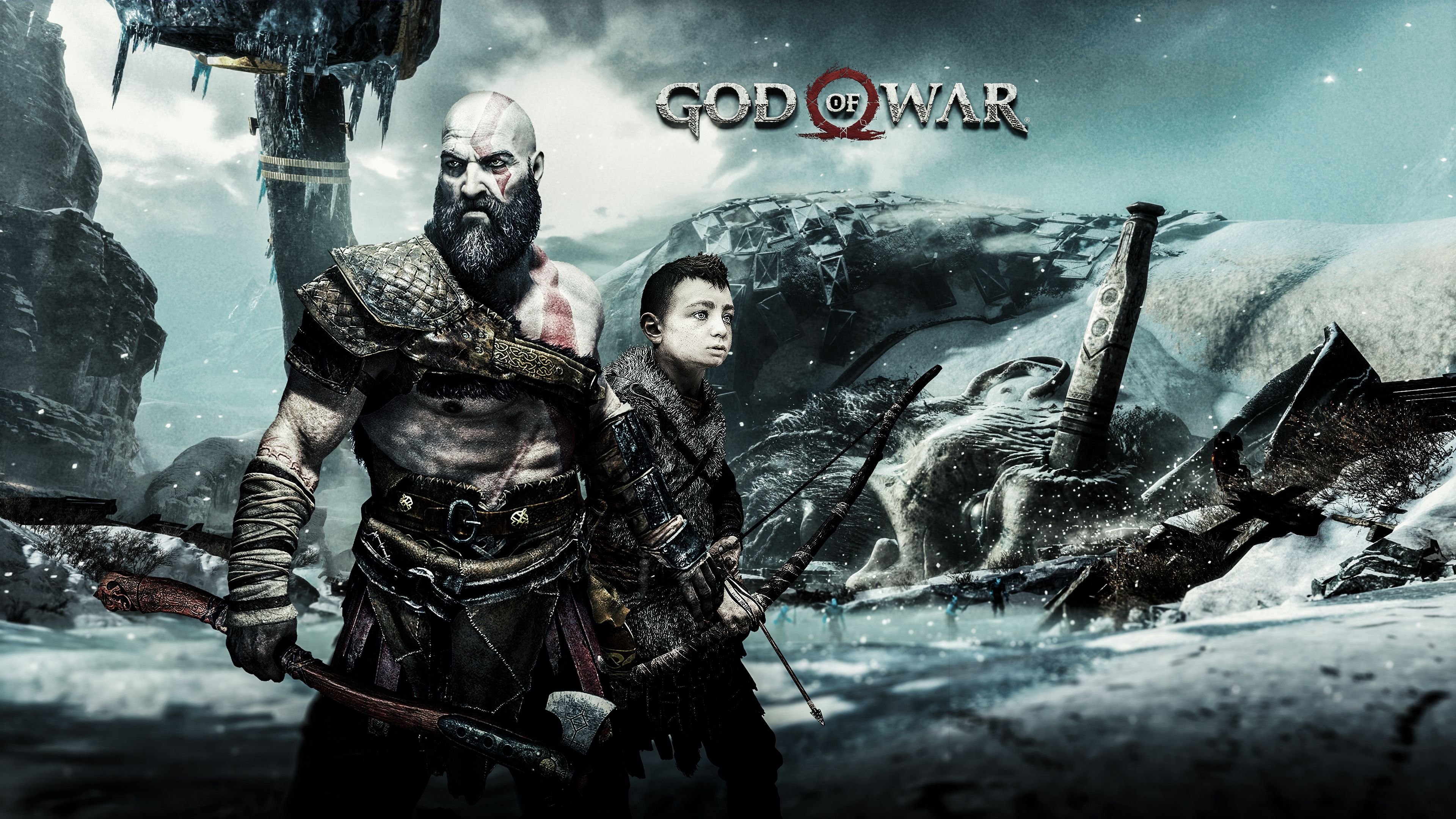 God of War Kratos Atreus 4K Wallpaper