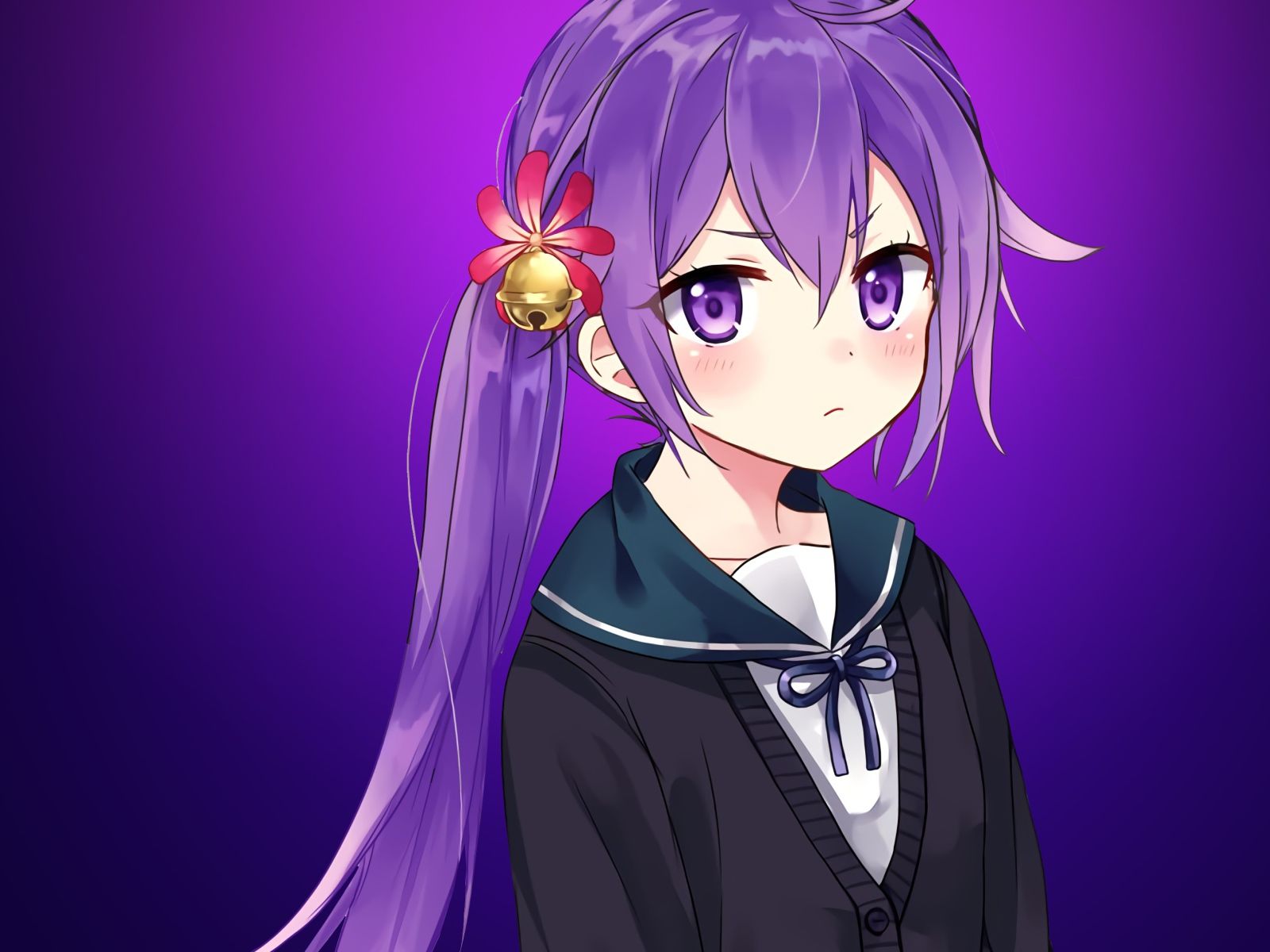 anime girl with purple hair Desktop wallpaper 1600x1200