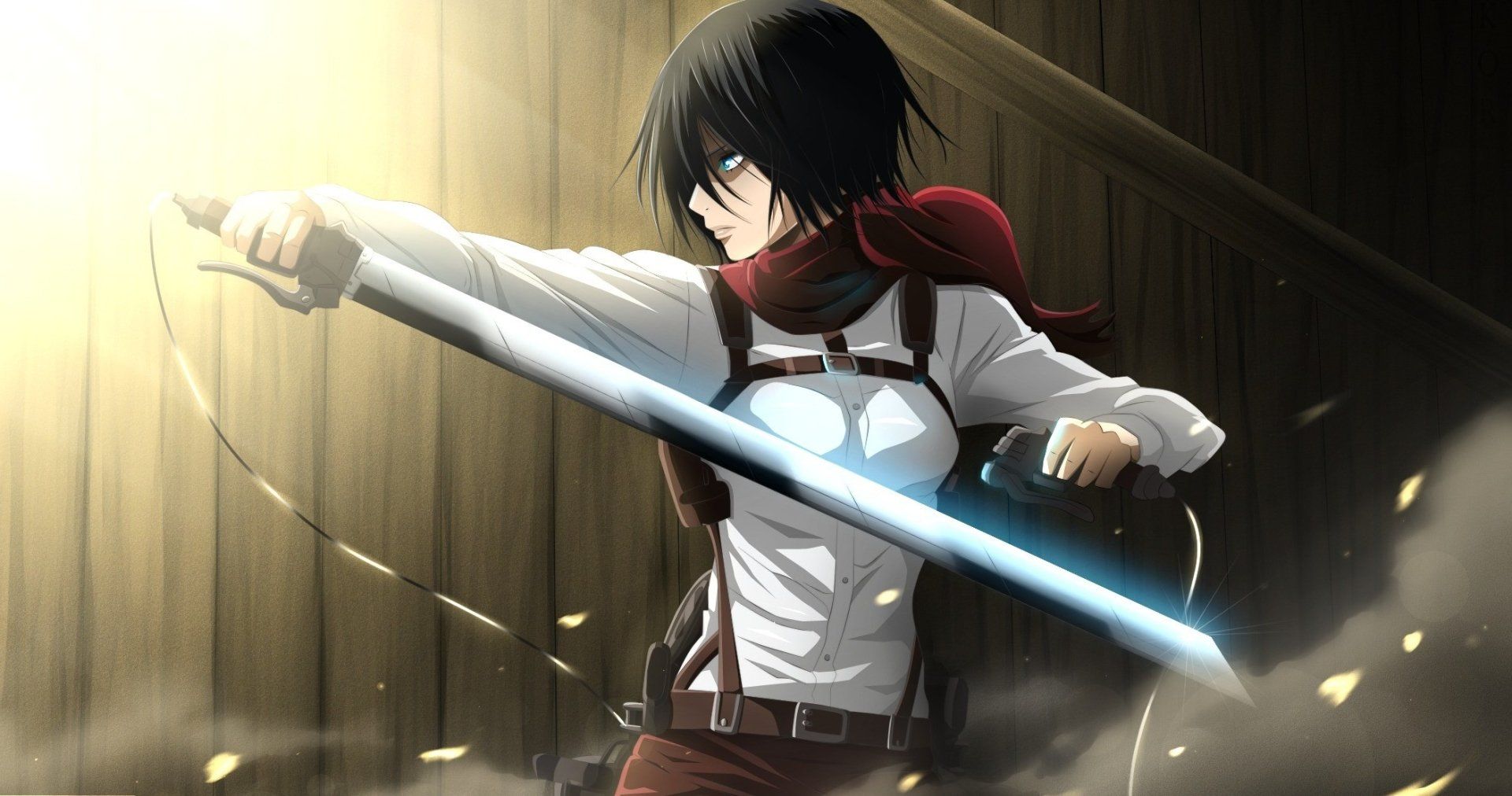 Anime Attack On Titan Mikasa Ackerman Weapon Black Hair Short Hair
