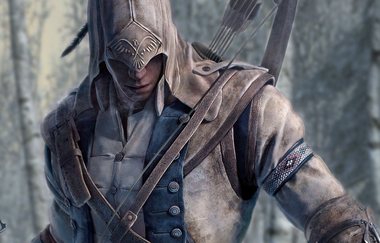 Wallpaper assassin's creed 3, the game, killer, connor, bow image