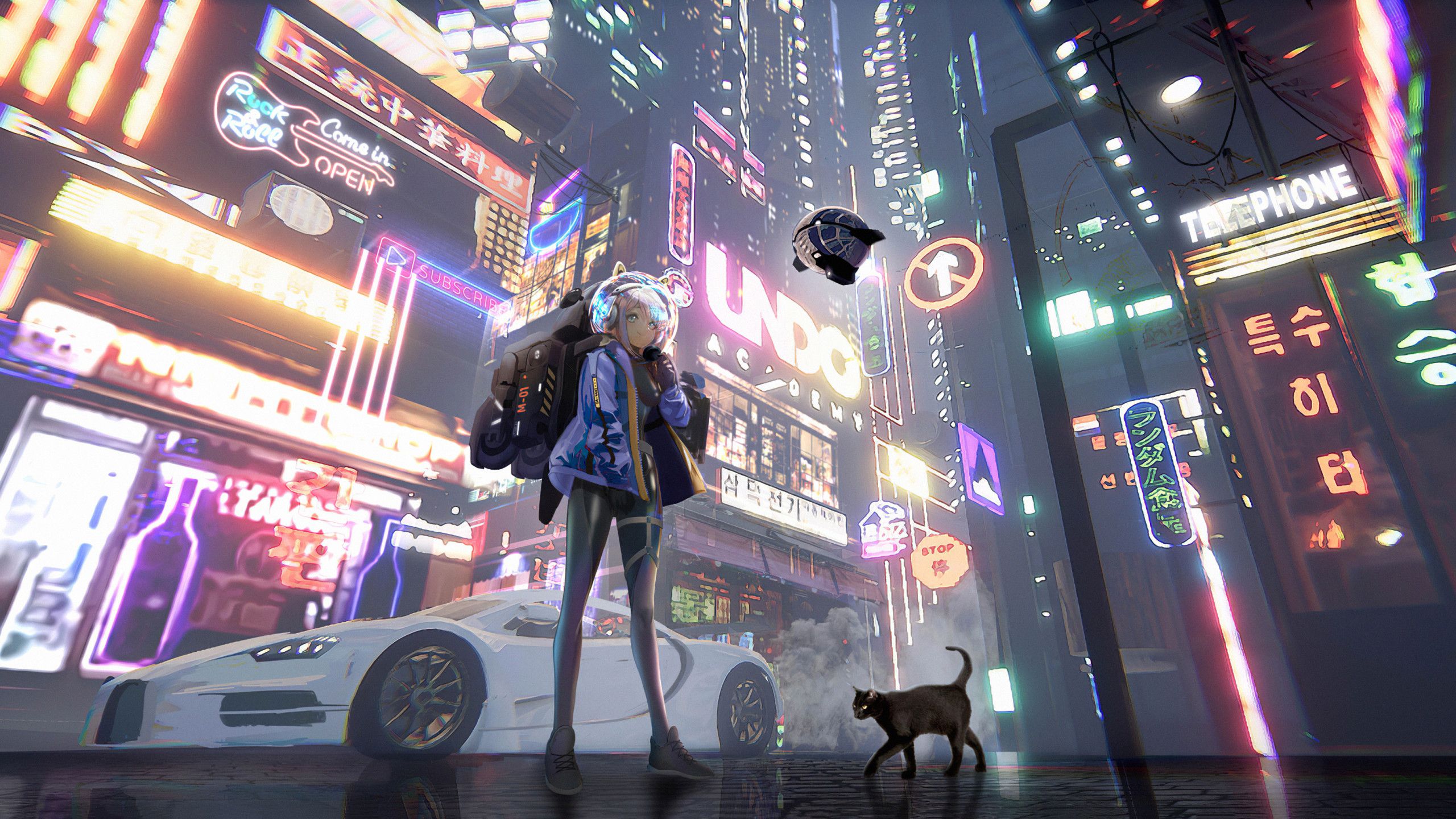 Anime Girl Time In A City 4k 1440P Resolution HD 4k