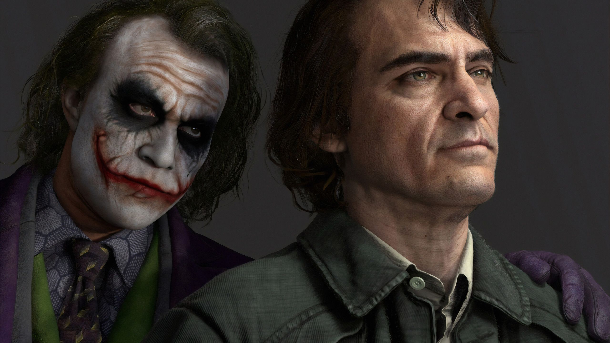 Joker Joaquin Phoenix Heath Ledger 4k 1440P Resolution