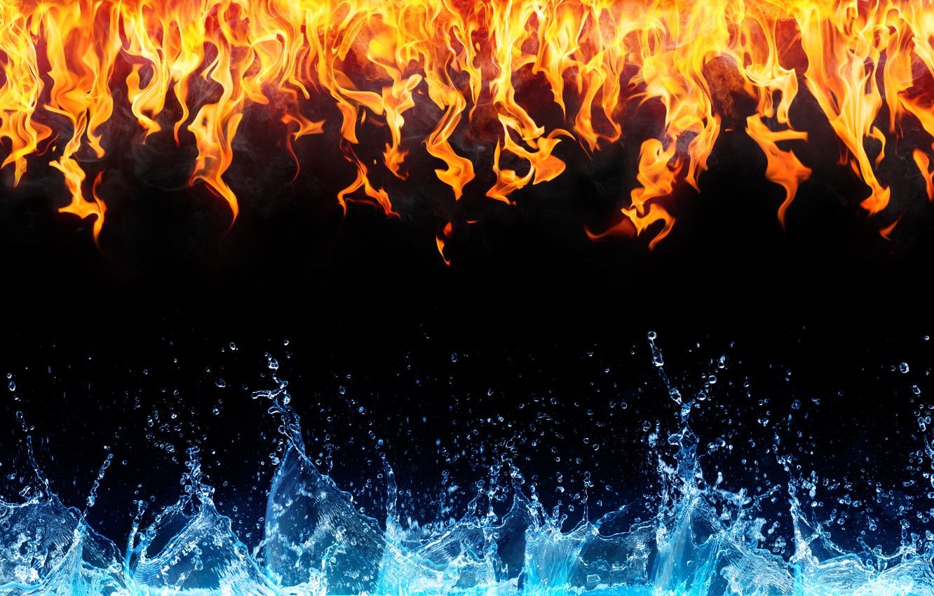Wallpaper fire, water, cold image for desktop, section рендеринг