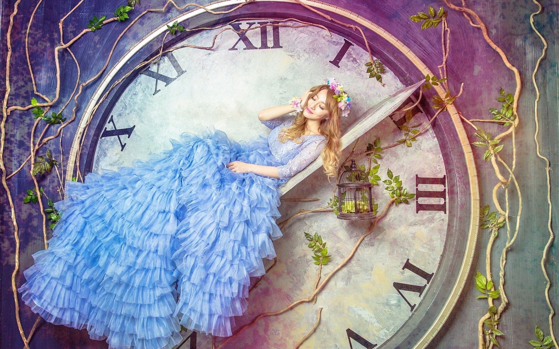 Download wallpaper watch, girl, fantasy, time for desktop