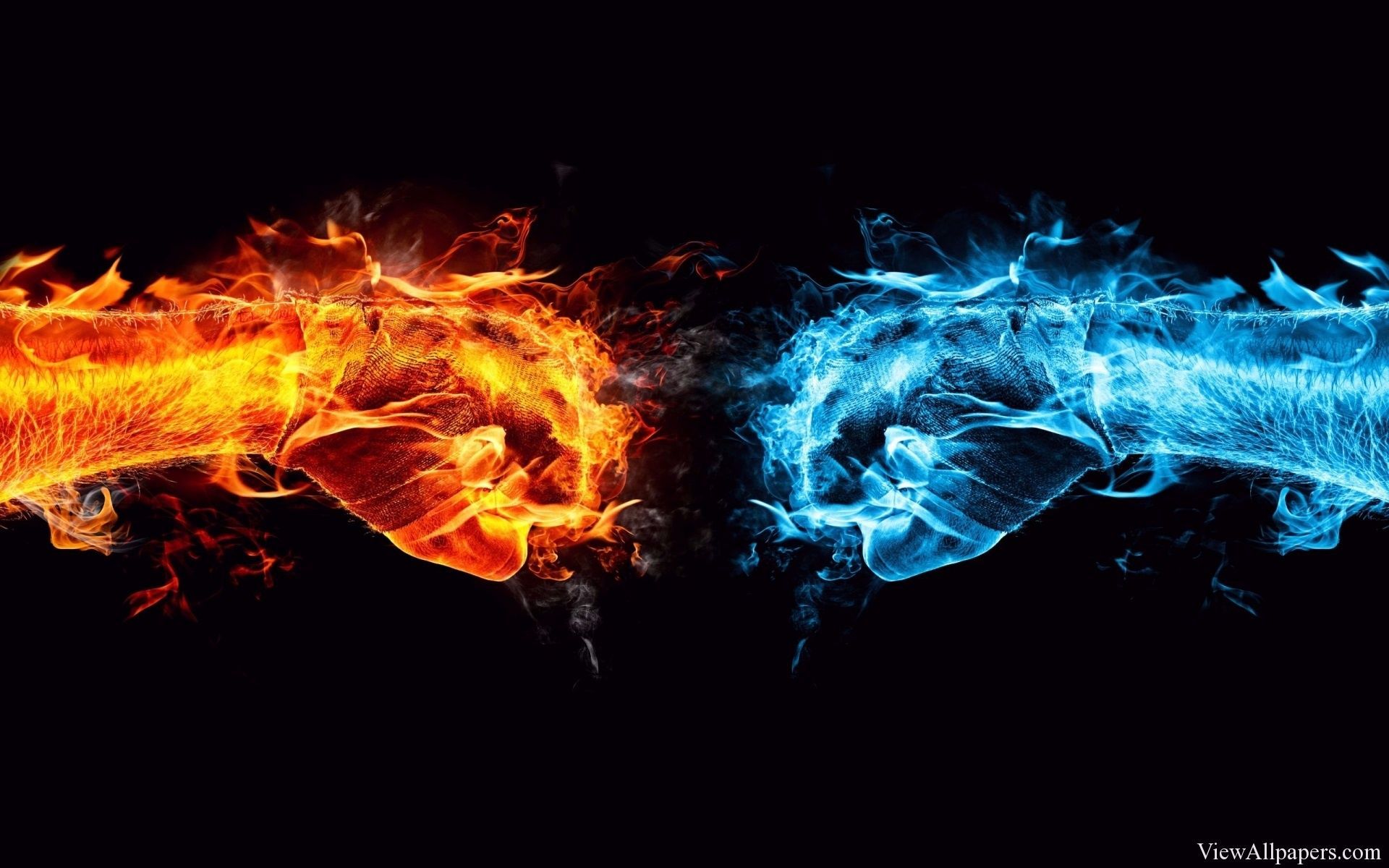 Hot And Cold Conflict 3DD & Abstract HD Wallpaper. Cool desktop, Cool desktop wallpaper, Fire art