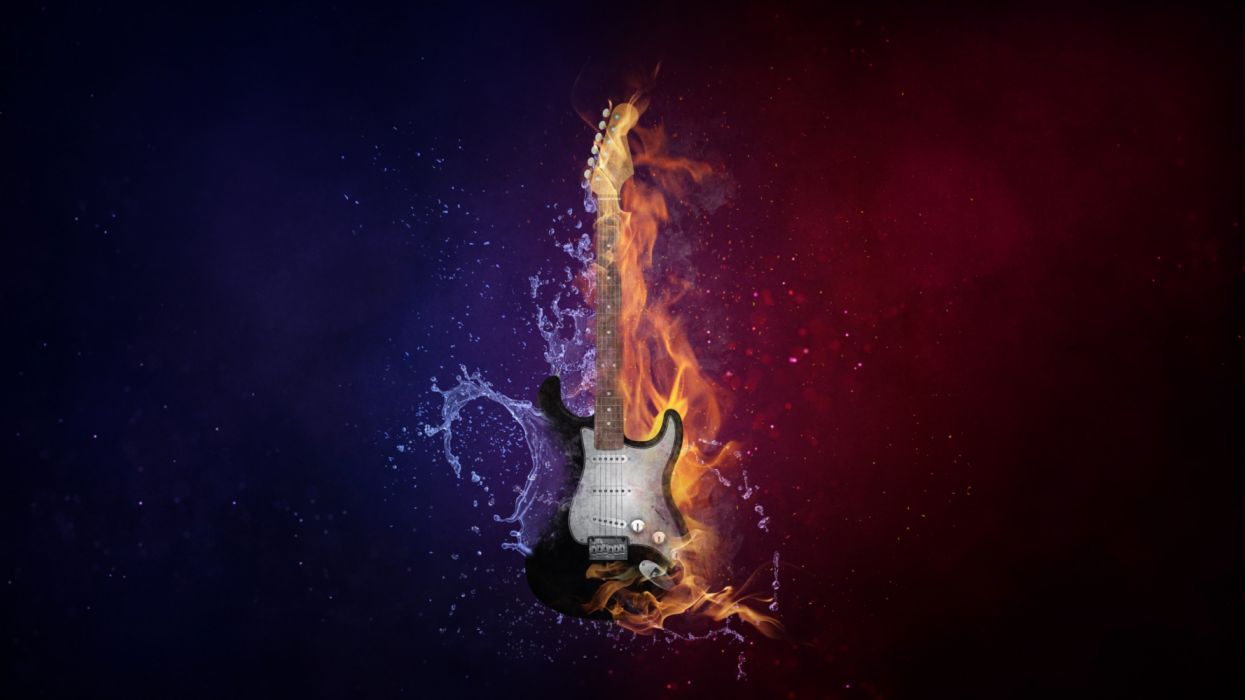 Guitar fire cold wallpaperx2160