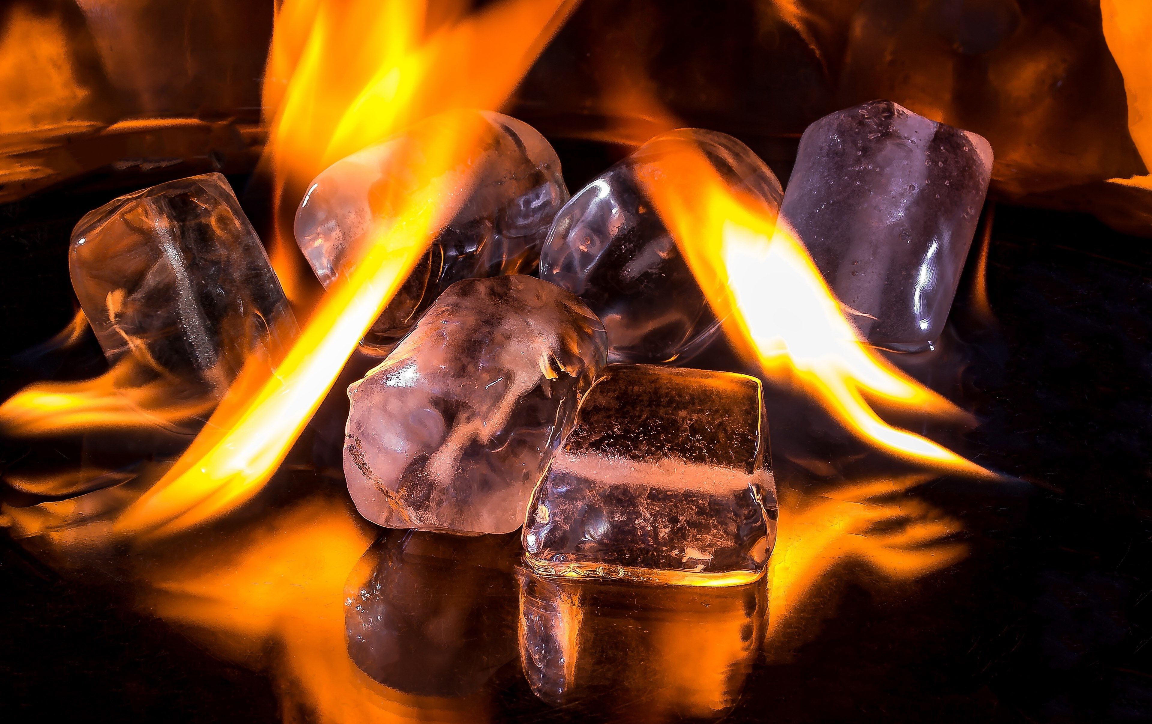 ice cubes #fire #flame #burn #hot #ice cold #melt 4k wallpaper