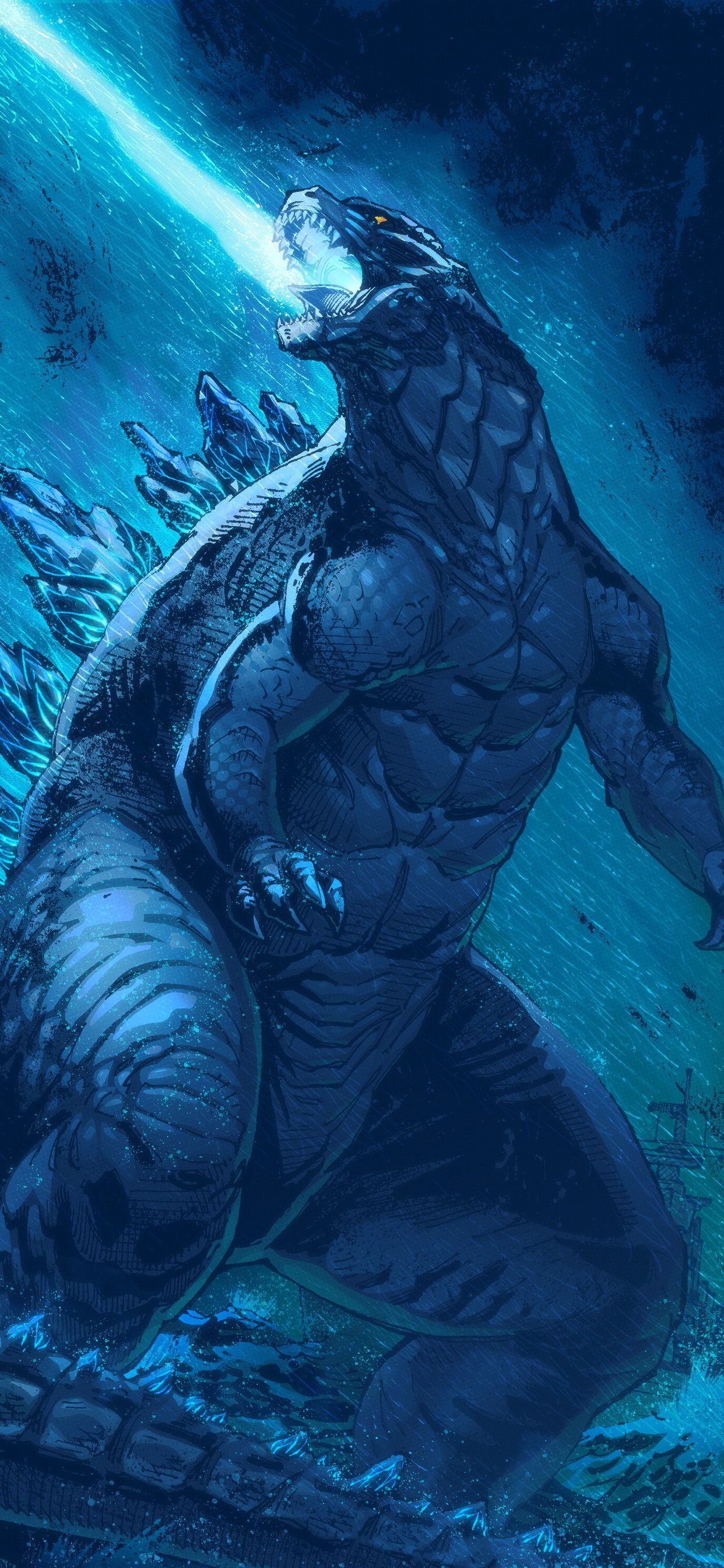 artwork godzilla king of the monsters iPhone X Wallpaper Free
