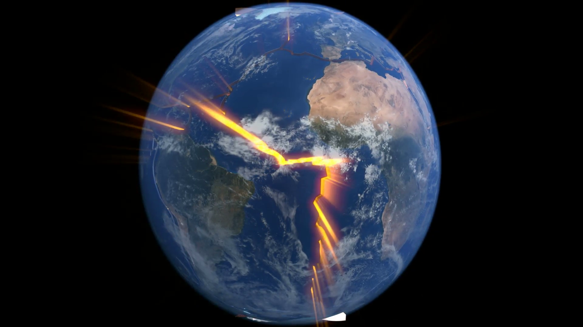 Earth with tectonic plates cracks and magma Motion Background