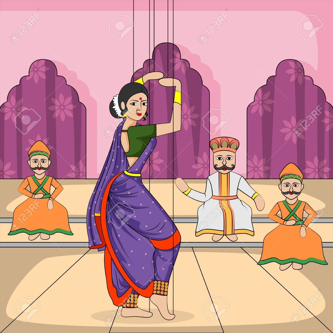 Maharashtrian Lavani Dance Clipart
