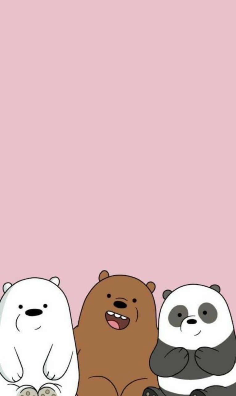 Bear, Wallpaper, And Panda Image Bare Bears Pink Background