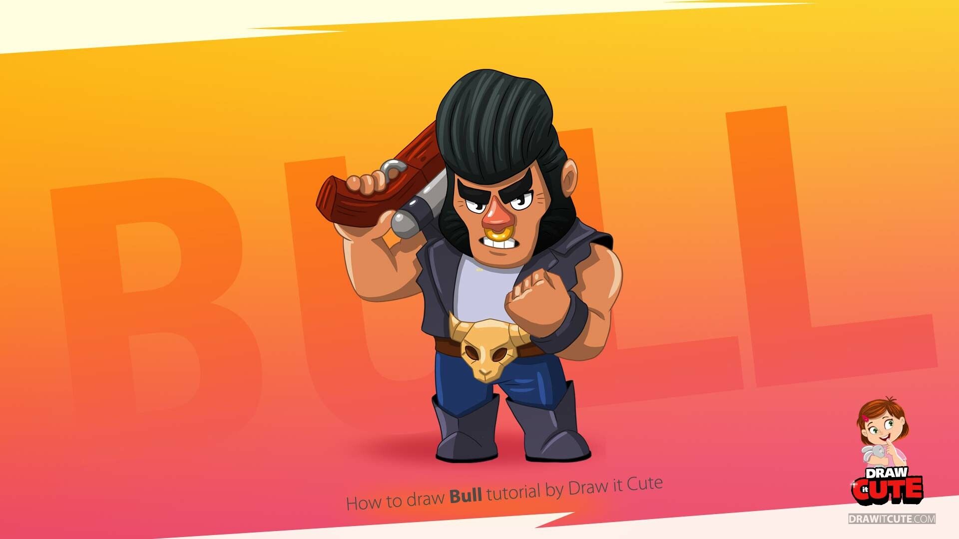 How to Draw Bull super easy. Brawl Stars drawing