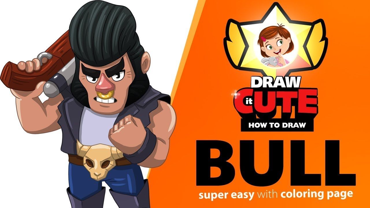 How to Draw Bull super easy. Brawl Stars drawing