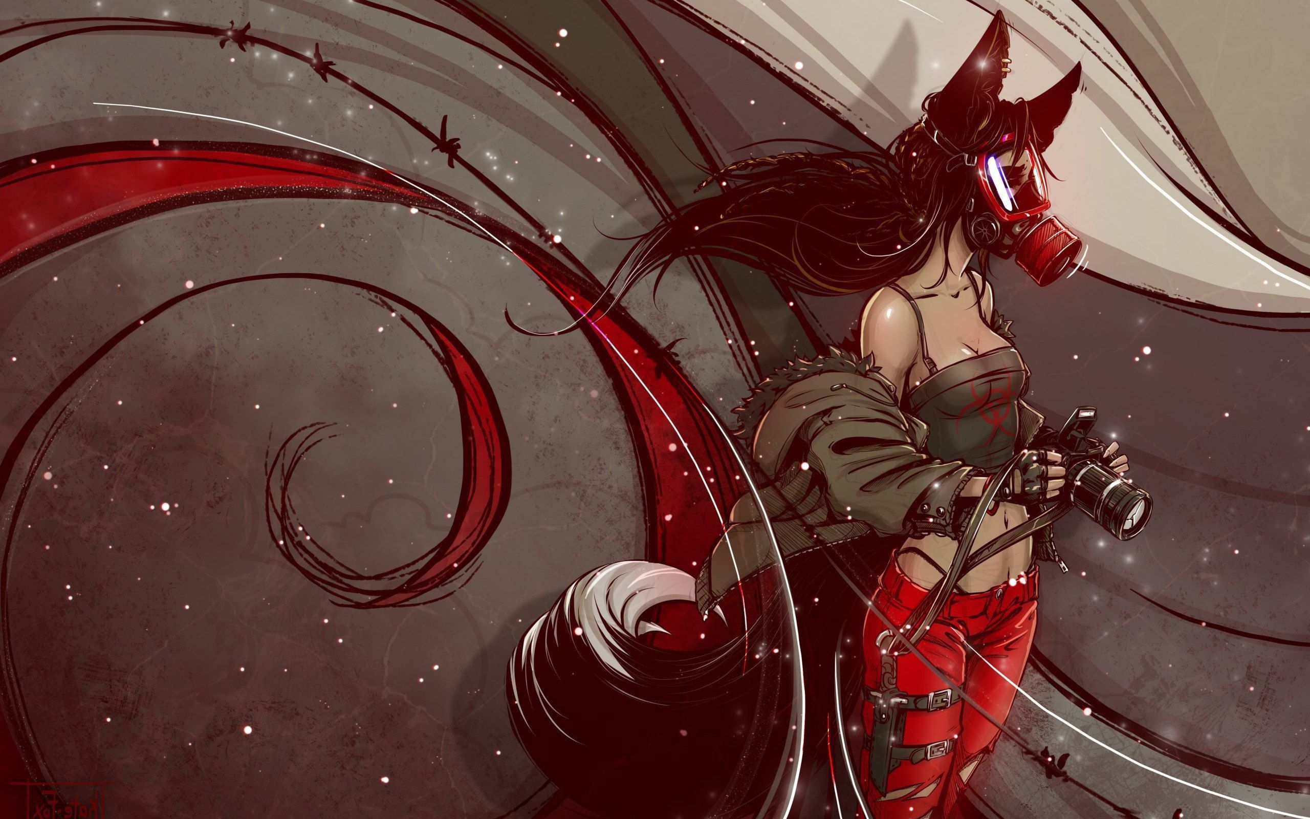 Download 2560x1600 Fox girl with a mask wallpaper