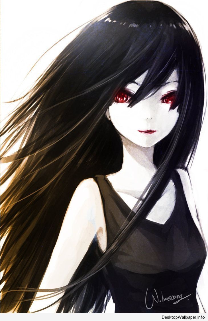anime girl with long black hair