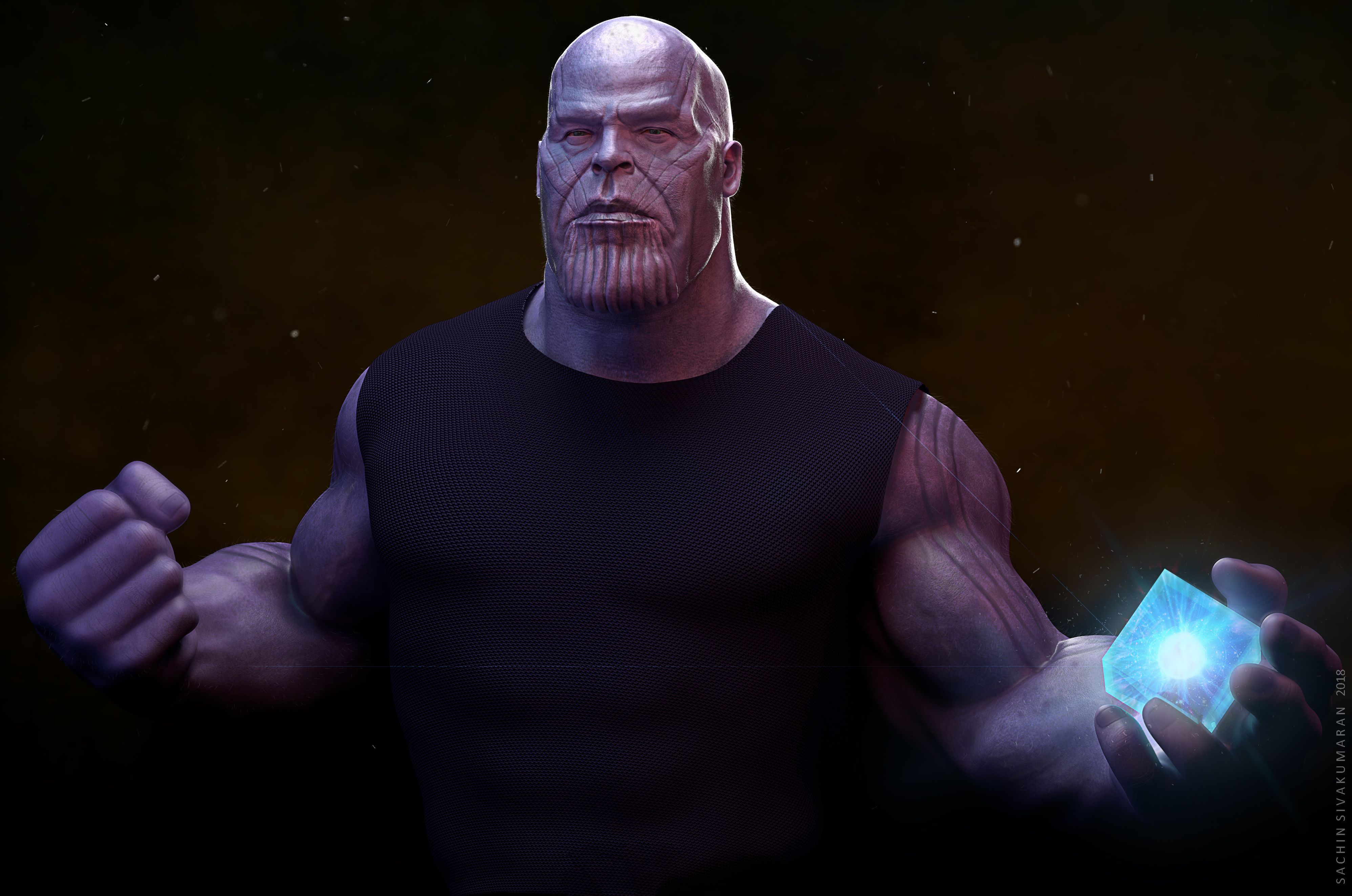 Thanos Holding Tesseract 4k, HD Superheroes, 4k Wallpaper, Image