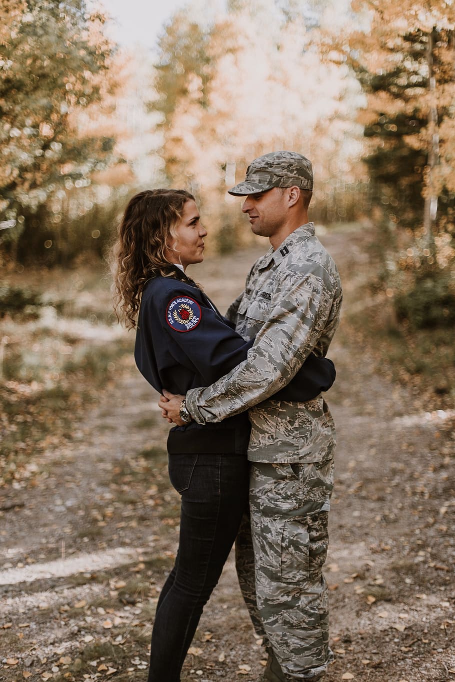 HD wallpaper: Woman Hugging Man In Service Uniform, army, couple