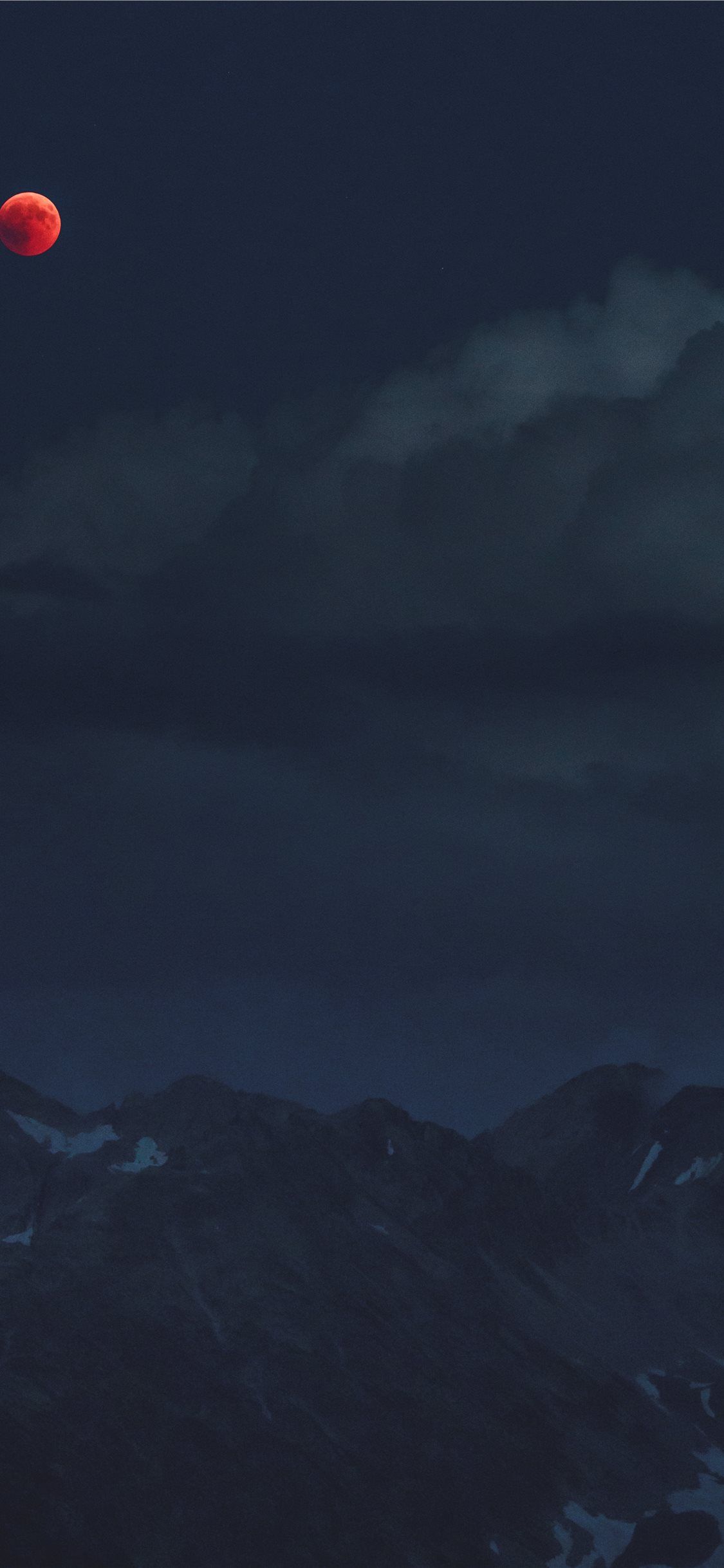 Blood Moon over a Dark Mountain iPhone X Wallpaper Free Download
